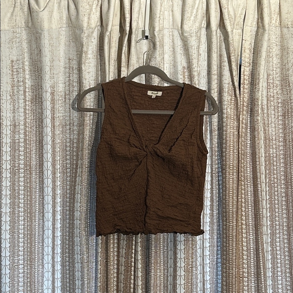 Madewell Chocolate Popcorn Knit V-Neck Tank Top